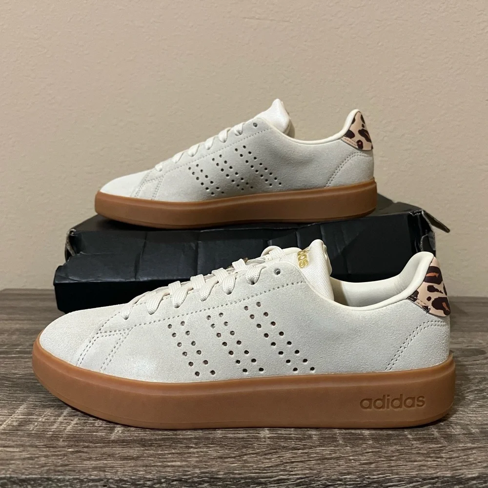NWT Adidas CloudFoam Cream & Leopard Sneakers - Picture 3 of 6